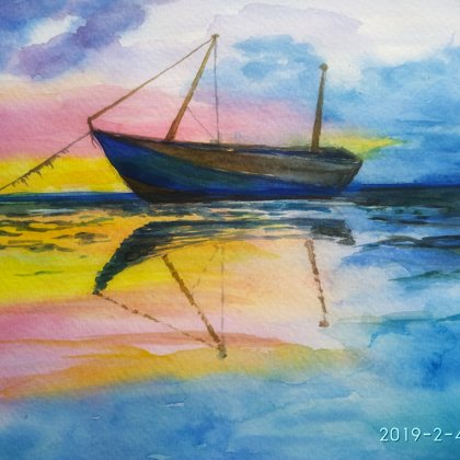 Boat in a calm lake